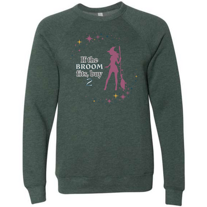 HP - If The Broom Fits - Sponge Fleece Raglan Sweatshirt - Greens, Neutrals
