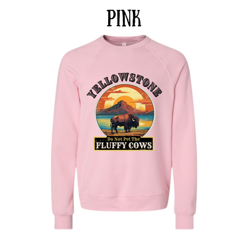 CP - Yellowstone: Fluffy Cows - Sponge Fleece Raglan Sweatshirt - Assorted Colors