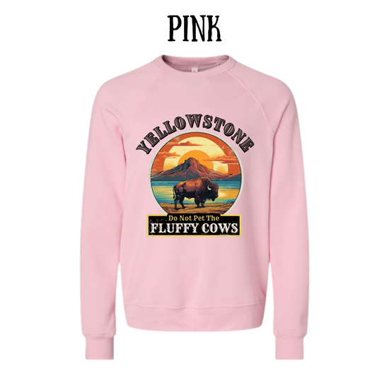 CP - Yellowstone: Fluffy Cows - Sponge Fleece Raglan Sweatshirt - Assorted Colors