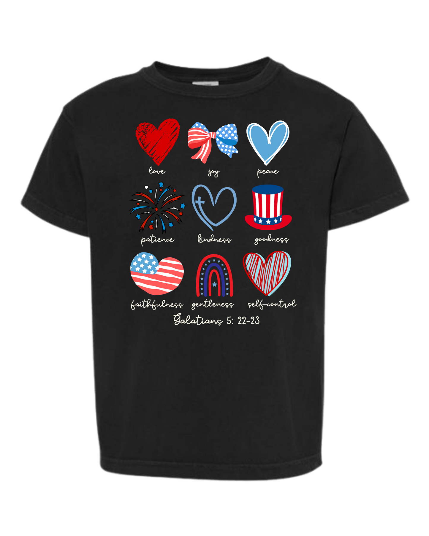 Galatians 5 - Patriotic - Comfort Colors - Heavyweight Youth Tee - Neutral Colors & Blues