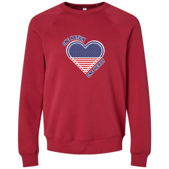 One Nation One Heart - Sponge Fleece Raglan Sweatshirt - Assorted Colors