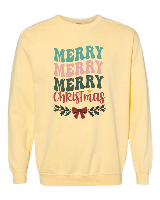 Merry Merry Merry Christmas - Comfort Colors - Sweatshirt - Assorted Colors