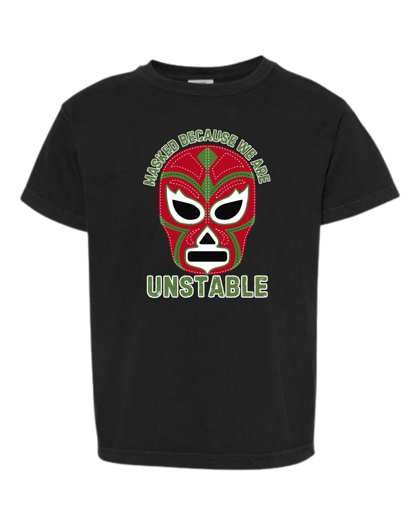 Masked Because We Are Unstable - Comfort Colors - Heavyweight Youth Tee - Neutral Colors & Blues