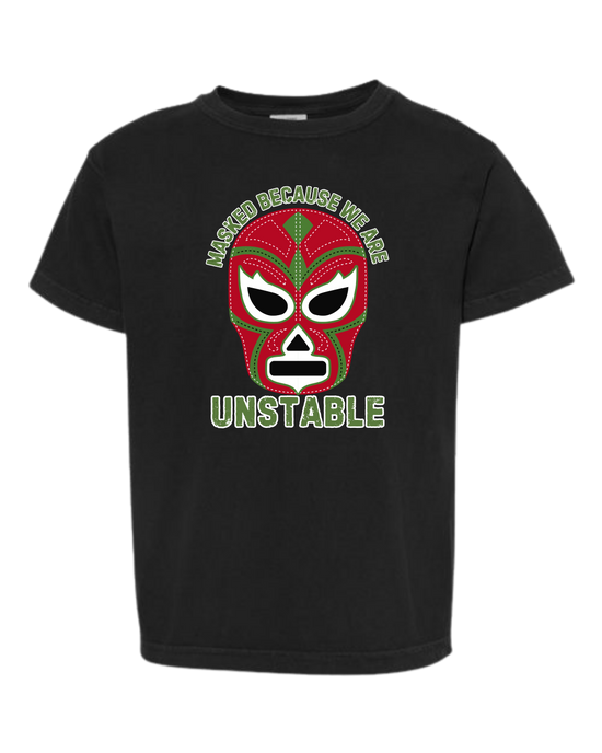 Masked Because We Are Unstable - Comfort Colors - Heavyweight Youth Tee - Neutral Colors & Blues