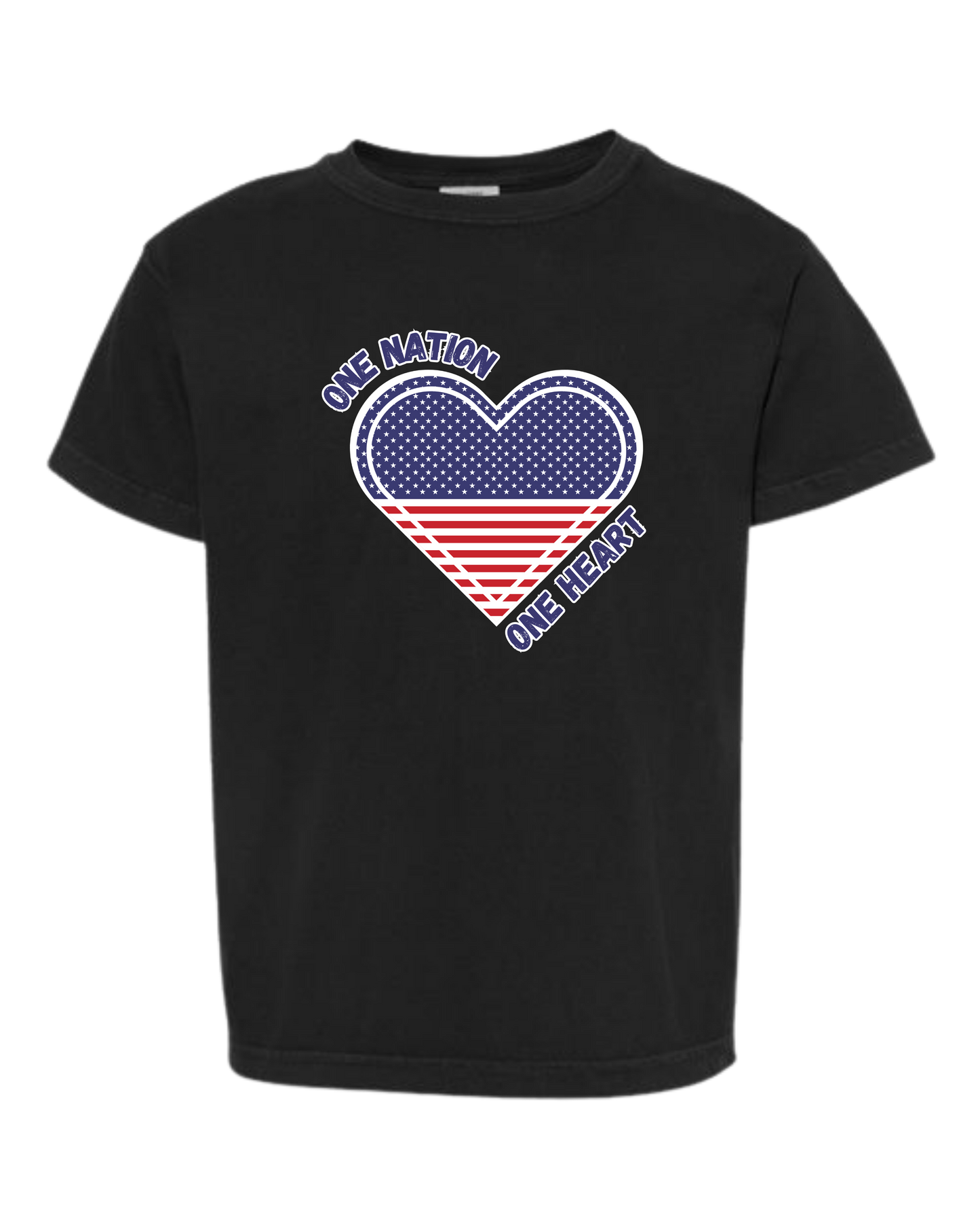 One Nation One Heart - Comfort Colors - Heavyweight Youth Tee - Neutral Colors & Blues
