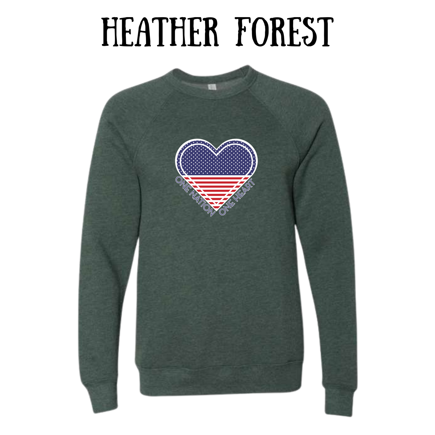 PP - One Nation One Heart - Sponge Fleece Raglan Sweatshirt - Greens, Neutrals