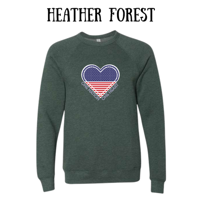PP - One Nation One Heart - Sponge Fleece Raglan Sweatshirt - Greens, Neutrals