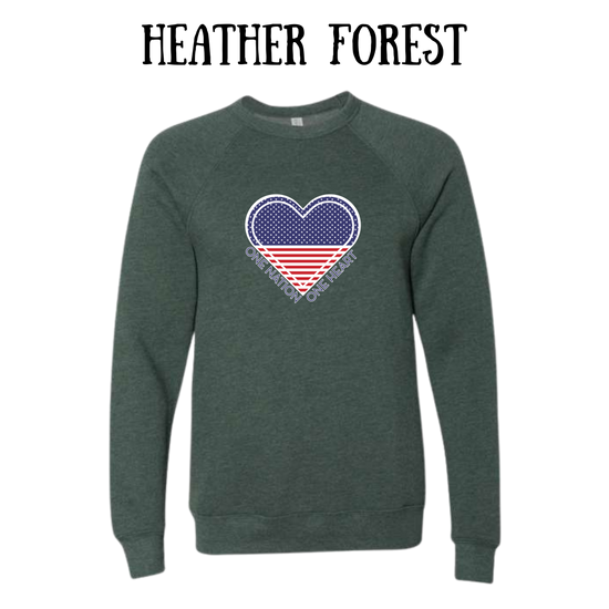 PP - One Nation One Heart - Sponge Fleece Raglan Sweatshirt - Greens, Neutrals
