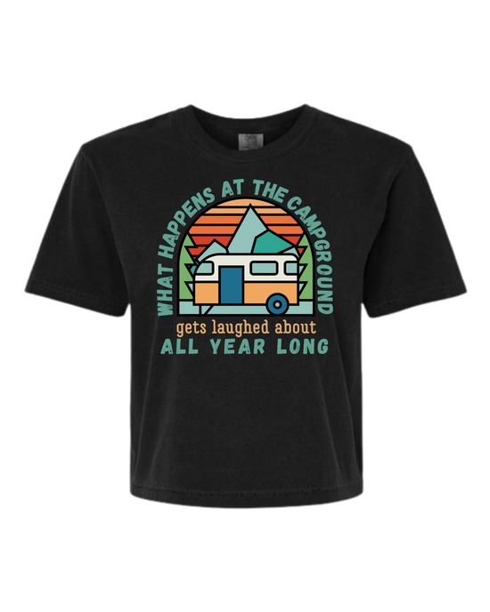 What Happens At The Campground - Comfort Colors - Boxy T - Assorted Colors