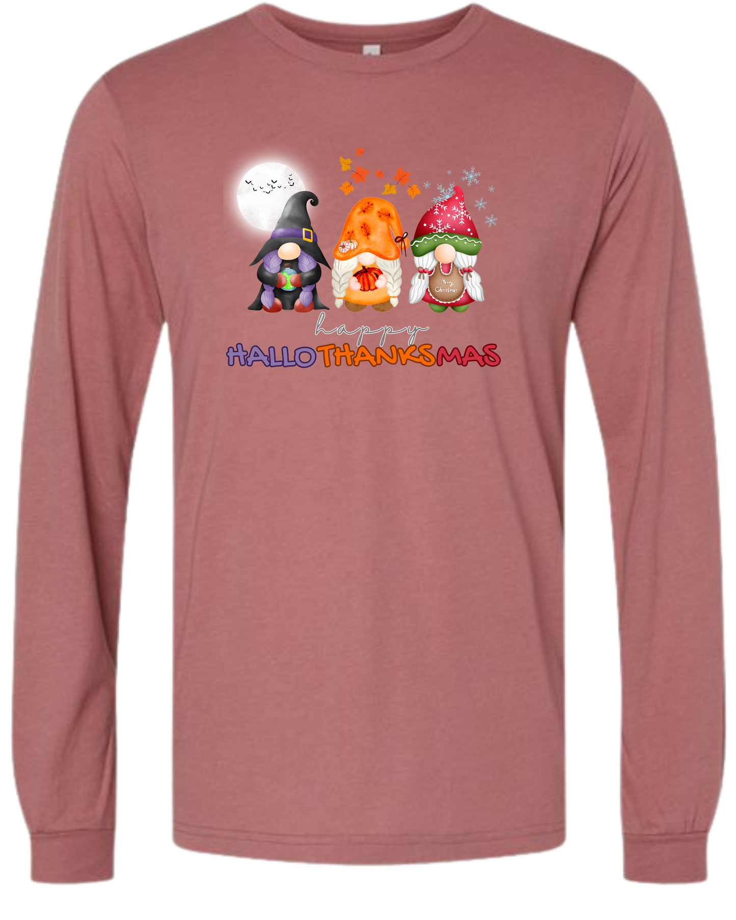 Happy HalloThanksMas Gnomes - Unisex Long Sleeve - Assorted Colors
