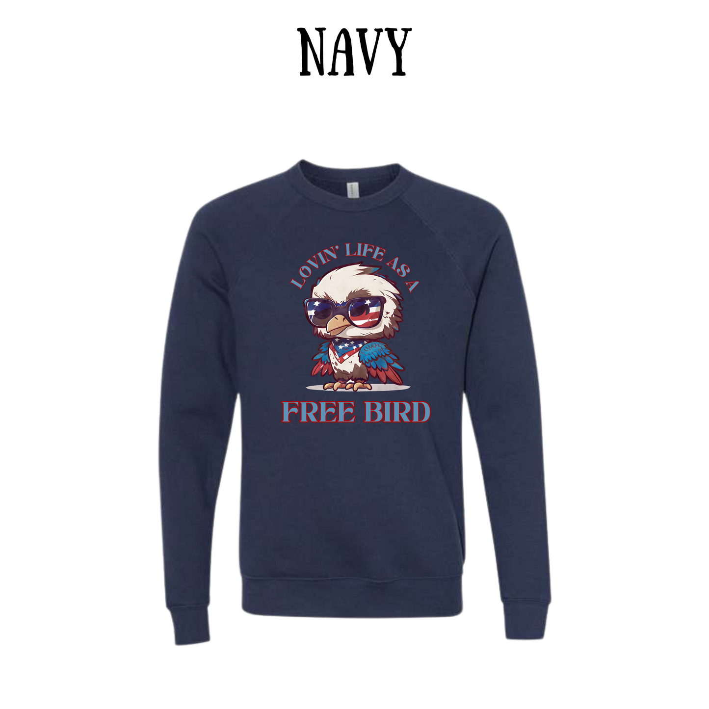 PP - Lovin' Life As A Free Bird - Sponge Fleece Raglan Sweatshirt - Blues, Purples