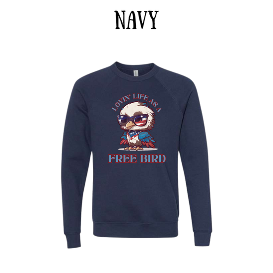 PP - Lovin' Life As A Free Bird - Sponge Fleece Raglan Sweatshirt - Blues, Purples