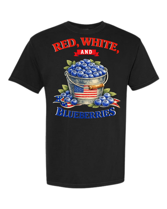 Red, White, And Blueberries - Comfort Colors - Heavyweight Unisex Tee - Neutral Colors