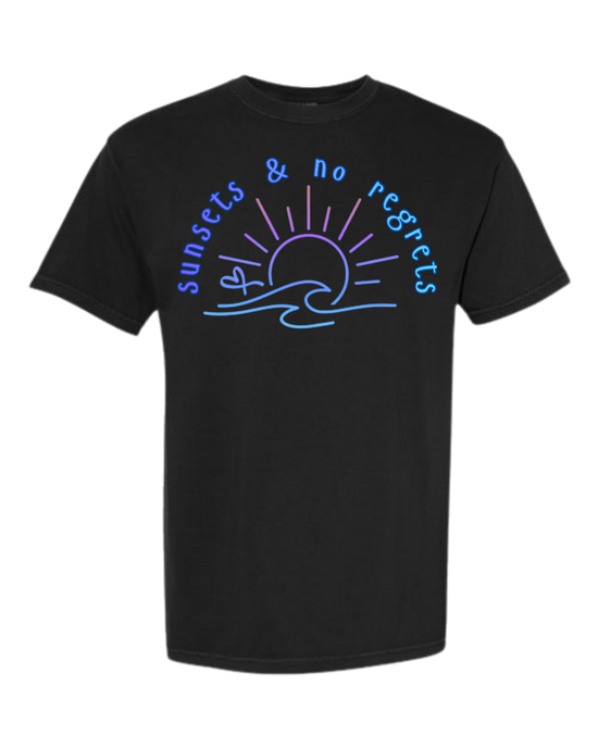 Sunsets & No Regrets - Comfort Colors - Heavyweight Unisex Tee - Neutral Colors