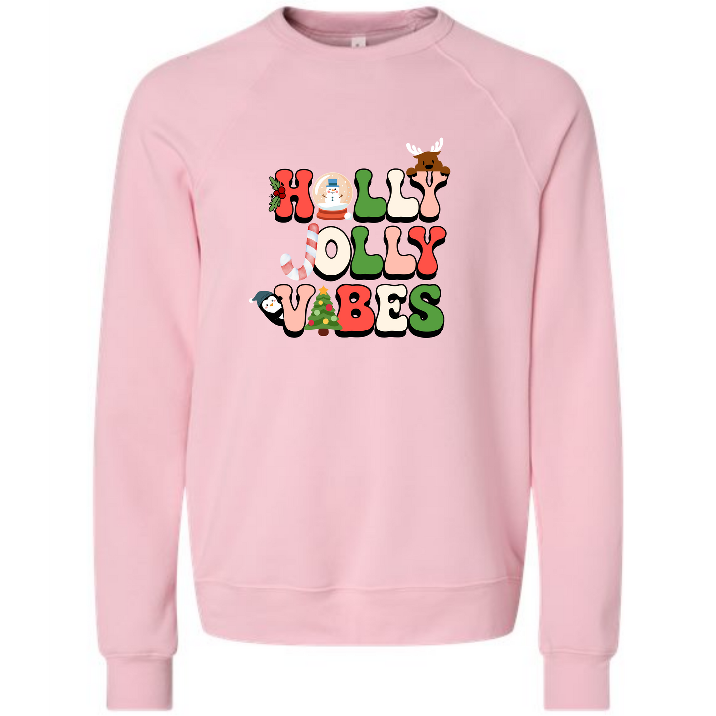 Holly Jolly Vibes - Sponge Fleece Raglan Sweatshirt - Assorted Colors
