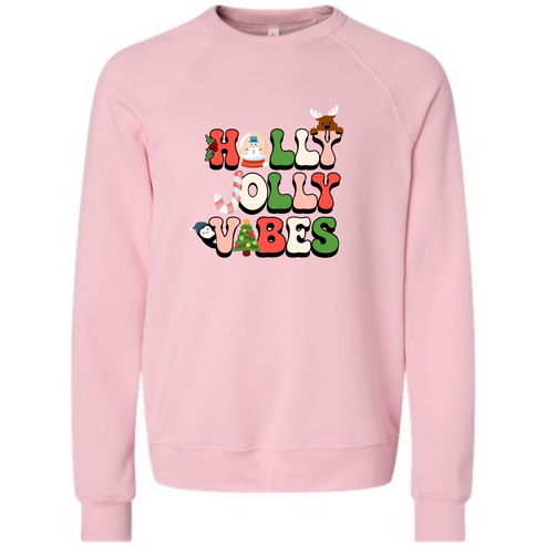 Holly Jolly Vibes - Sponge Fleece Raglan Sweatshirt - Assorted Colors