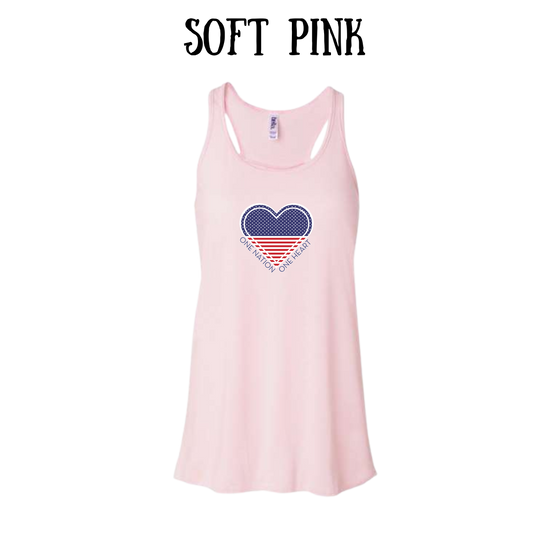 PP - One Nation One Heart - Women's Flowy Racerback Tank