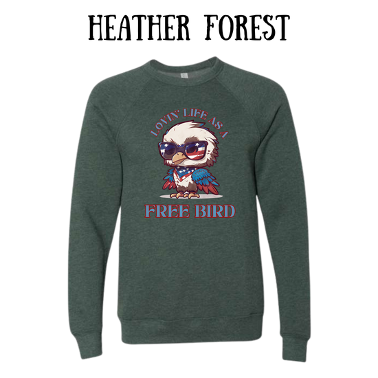 PP - Lovin' Life As A Free Bird - Sponge Fleece Raglan Sweatshirt - Greens, Neutrals