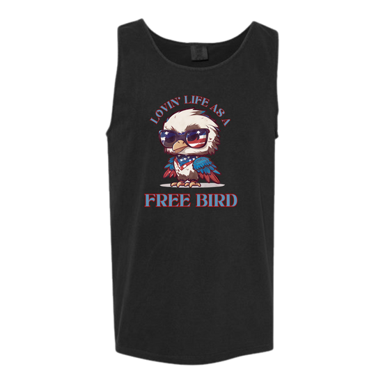 Lovin' Life as a Free Bird - Comfort Colors - Unisex Tank - Neutral Colors & Blues