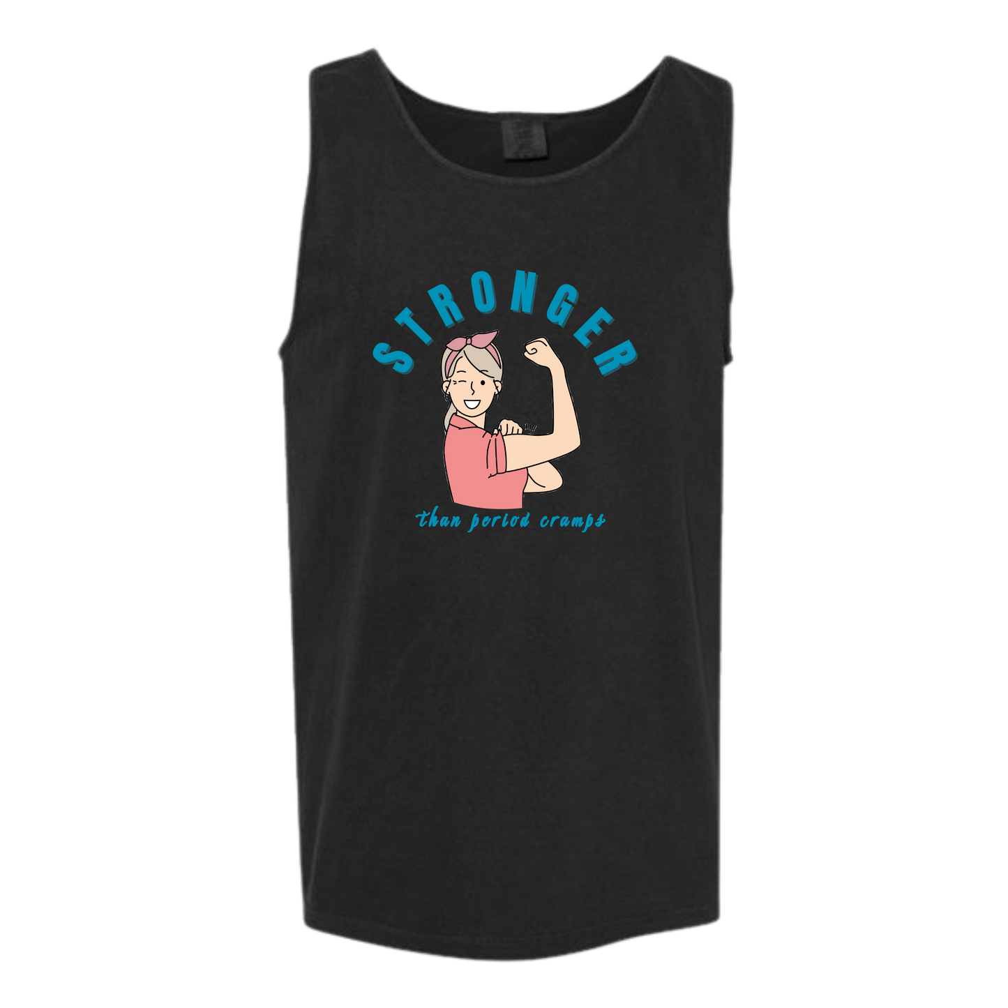 Stronger Than Period Cramps - Comfort Colors - Unisex Tank - Neutral Colors & Blues