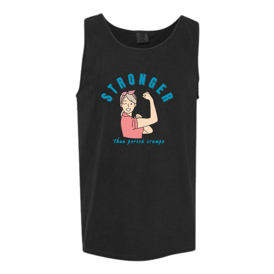Stronger Than Period Cramps - Comfort Colors - Unisex Tank - Neutral Colors & Blues