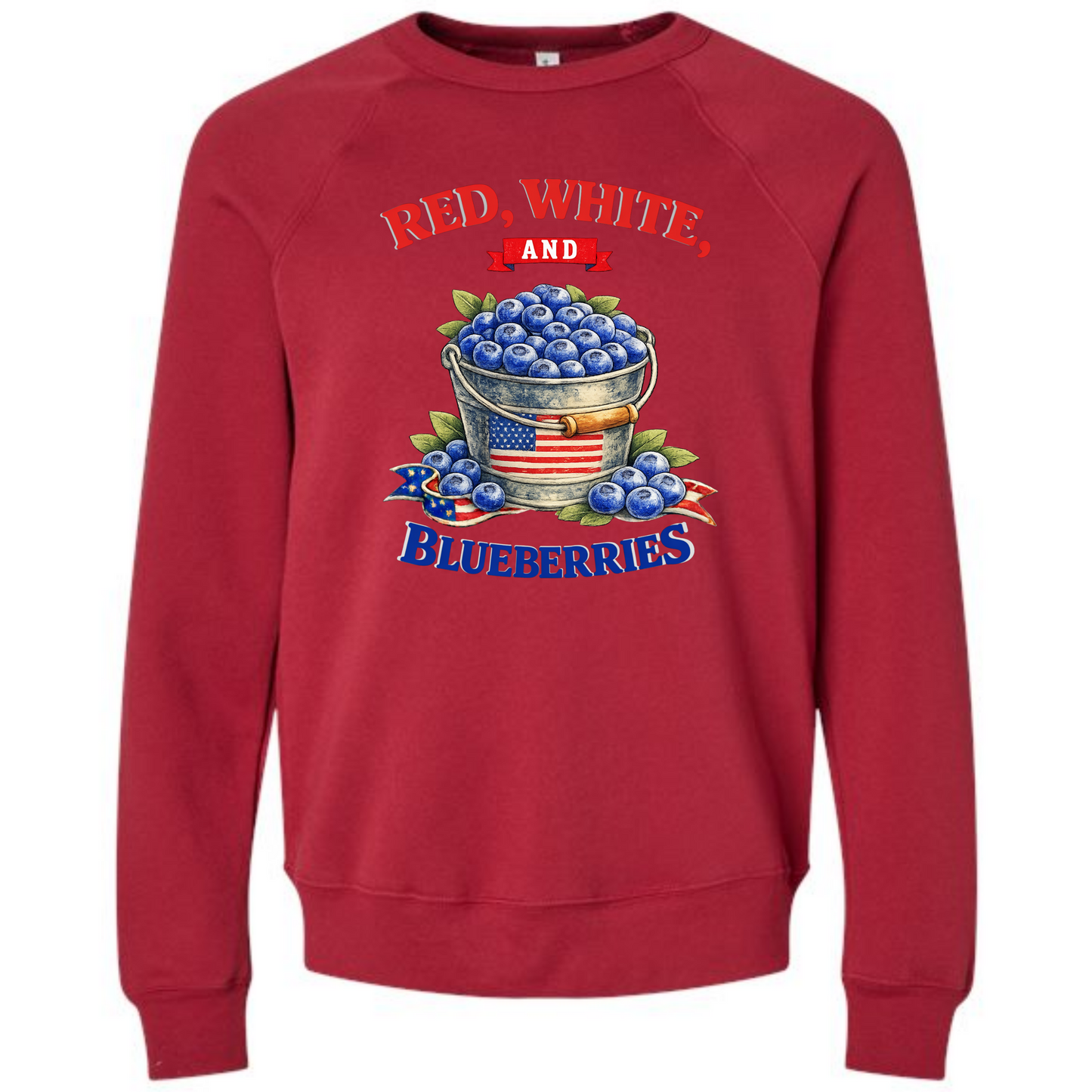 Red, White, And Blueberries - Sponge Fleece Raglan Sweatshirt - Assorted Colors