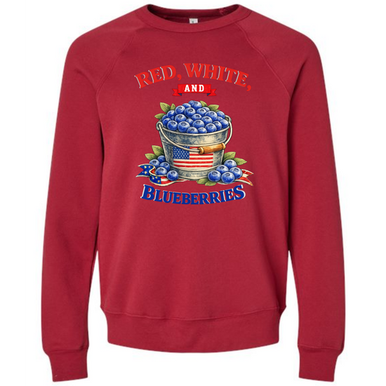 Red, White, And Blueberries - Sponge Fleece Raglan Sweatshirt - Assorted Colors