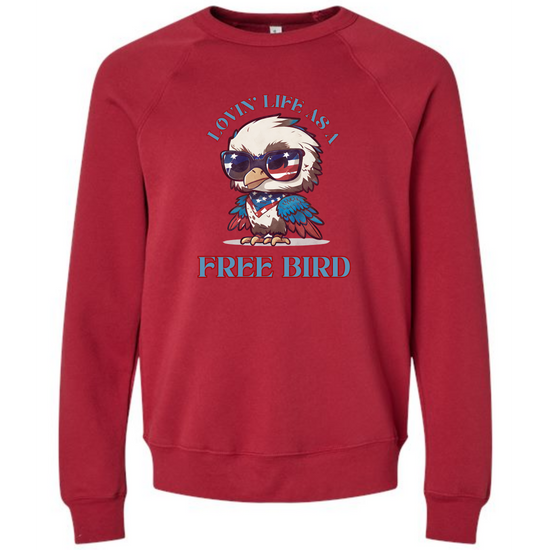 Lovin' Life as a Free Bird - Sponge Fleece Raglan Sweatshirt - Assorted Colors