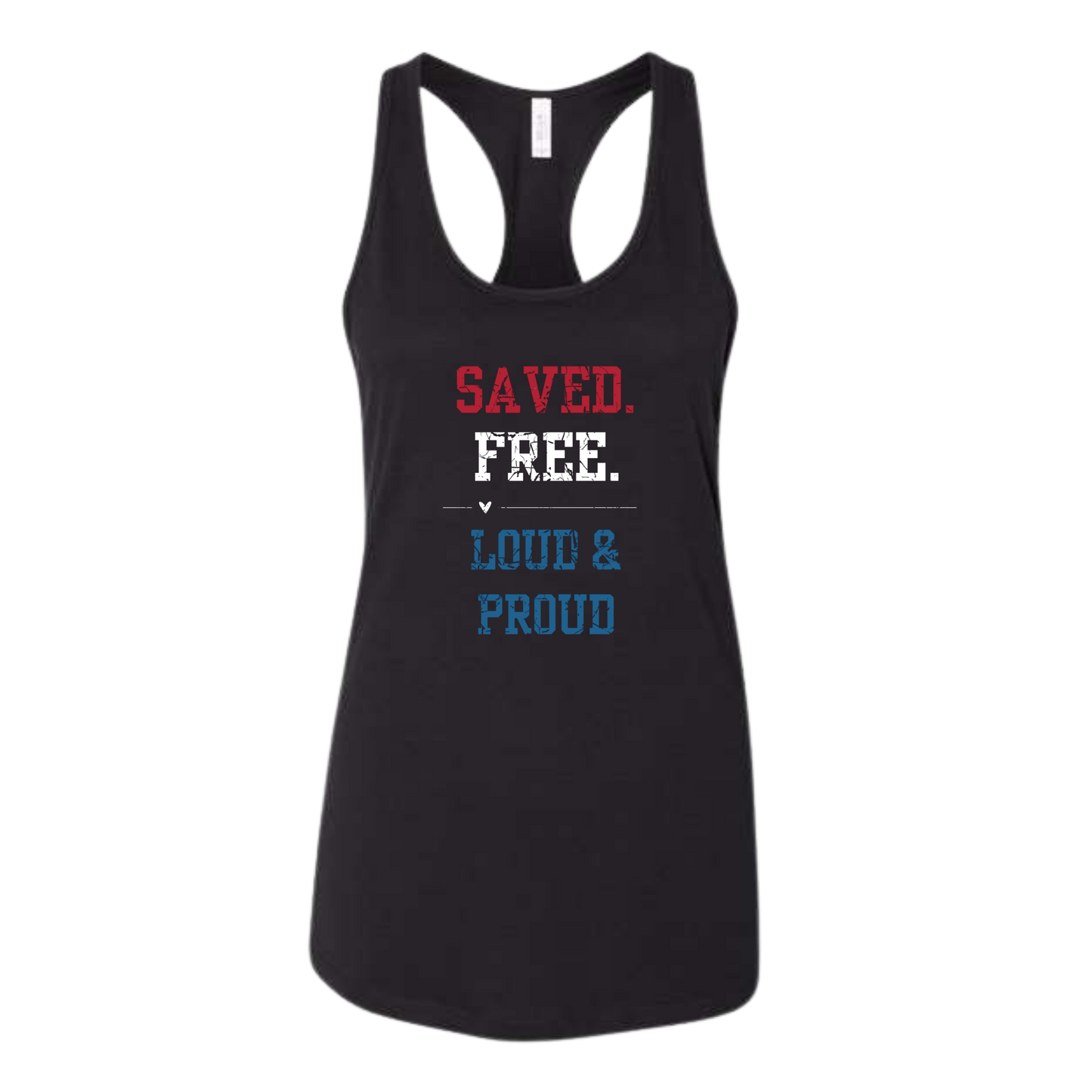 Saved. Free. Loud & Proud - Bella+Canvas - Women's Jersey Racerback Tank