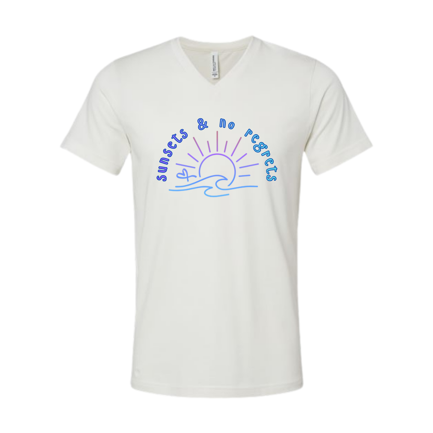 Sunsets & No Regrets - Bella+Canvas - Unisex V-Neck - Neutral Colors