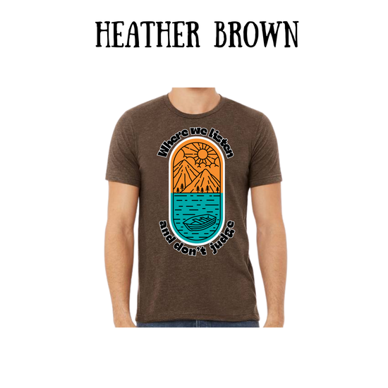 CP - Where We Listen and Don't Judge - Unisex Tee - Yellows, Oranges, Reds