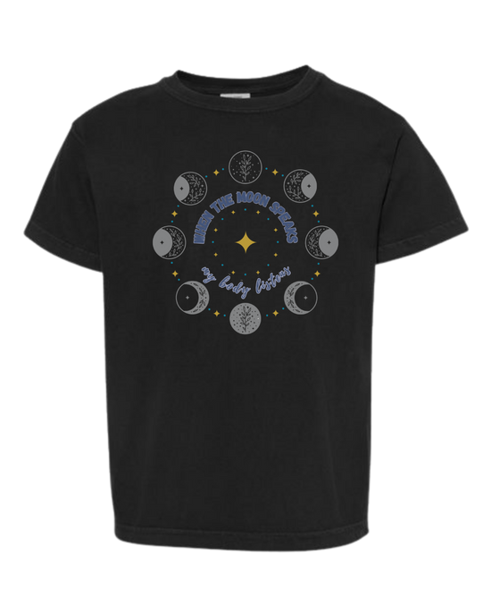 When The Moon Speaks My Body Listens - Comfort Colors - Heavyweight Youth Tee - Neutral Colors & Blues