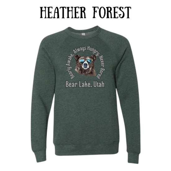 CP - Bear Lake Utah - Sponge Fleece Raglan Sweatshirt - Greens, Neutrals