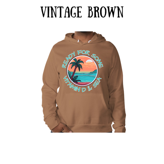 VP - Ready For Some Vitamin D & Sea - Sponge Fleece Hoodie - Greens, Neutrals
