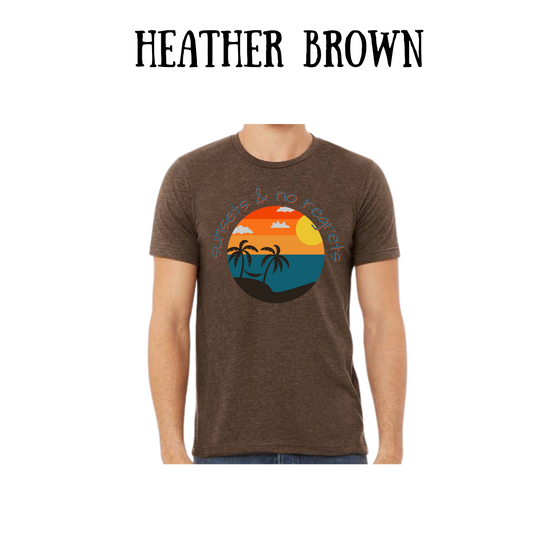 VP - Sunsets & No Regrets - Unisex Tee - Yellows, Oranges, Reds