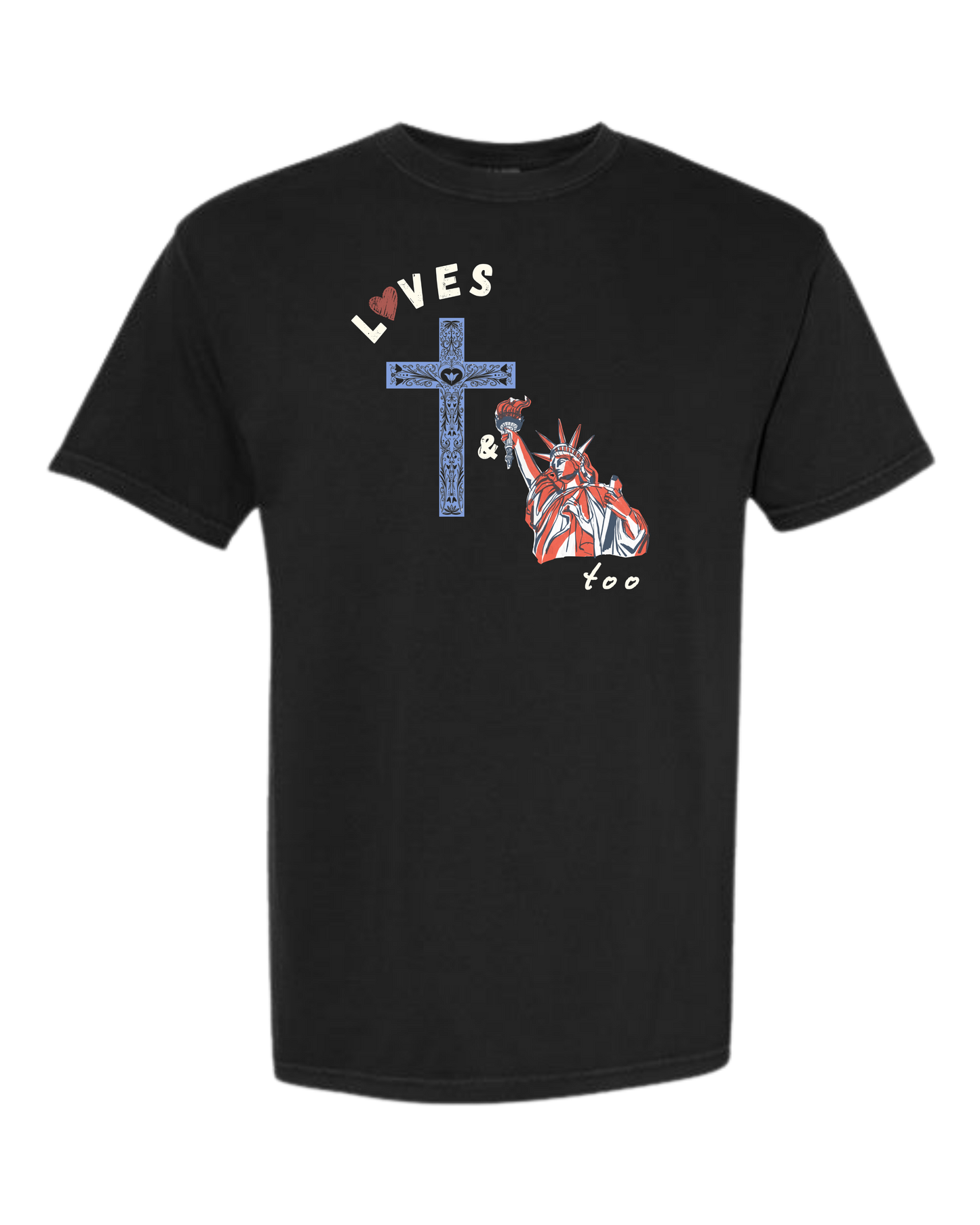Loves Jesus & America too - Comfort Colors - Heavyweight Unisex Tee - Neutral Colors