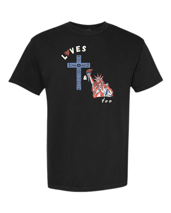 Loves Jesus & America too - Comfort Colors - Heavyweight Unisex Tee - Neutral Colors