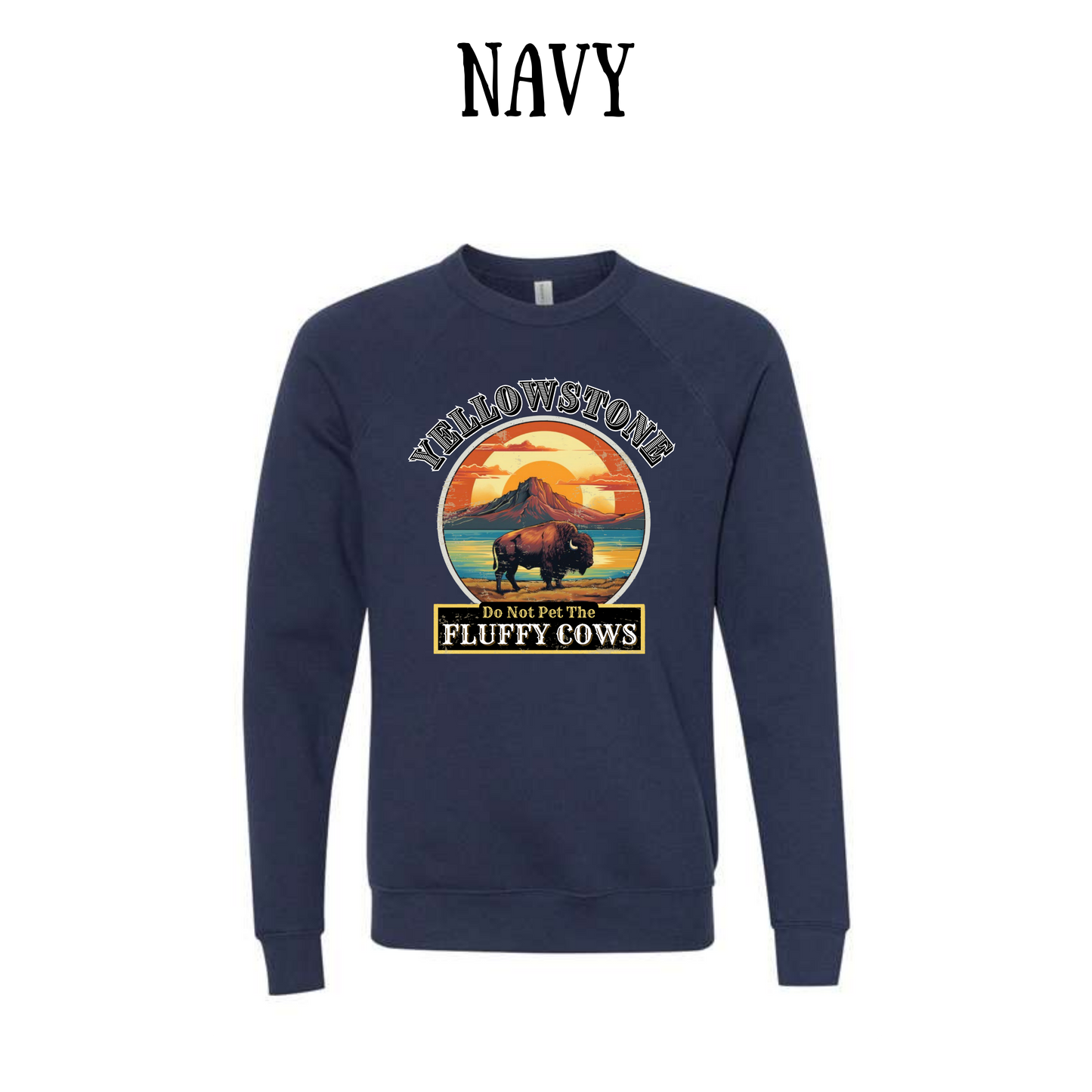 CP - Yellowstone: Fluffy Cows - Sponge Fleece Raglan Sweatshirt - Blues, Purples