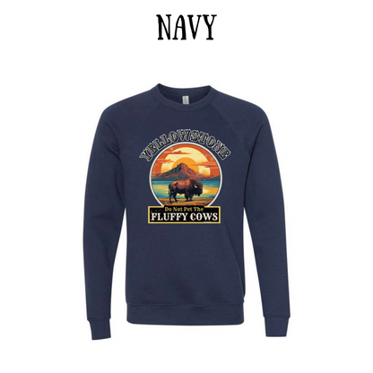 CP - Yellowstone: Fluffy Cows - Sponge Fleece Raglan Sweatshirt - Blues, Purples