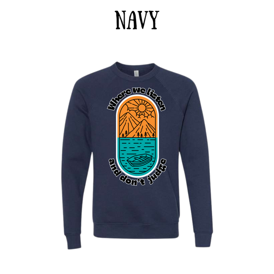 CP - Where We Listen and Don't Judge - Sponge Fleece Raglan Sweatshirt - Blues, Purples