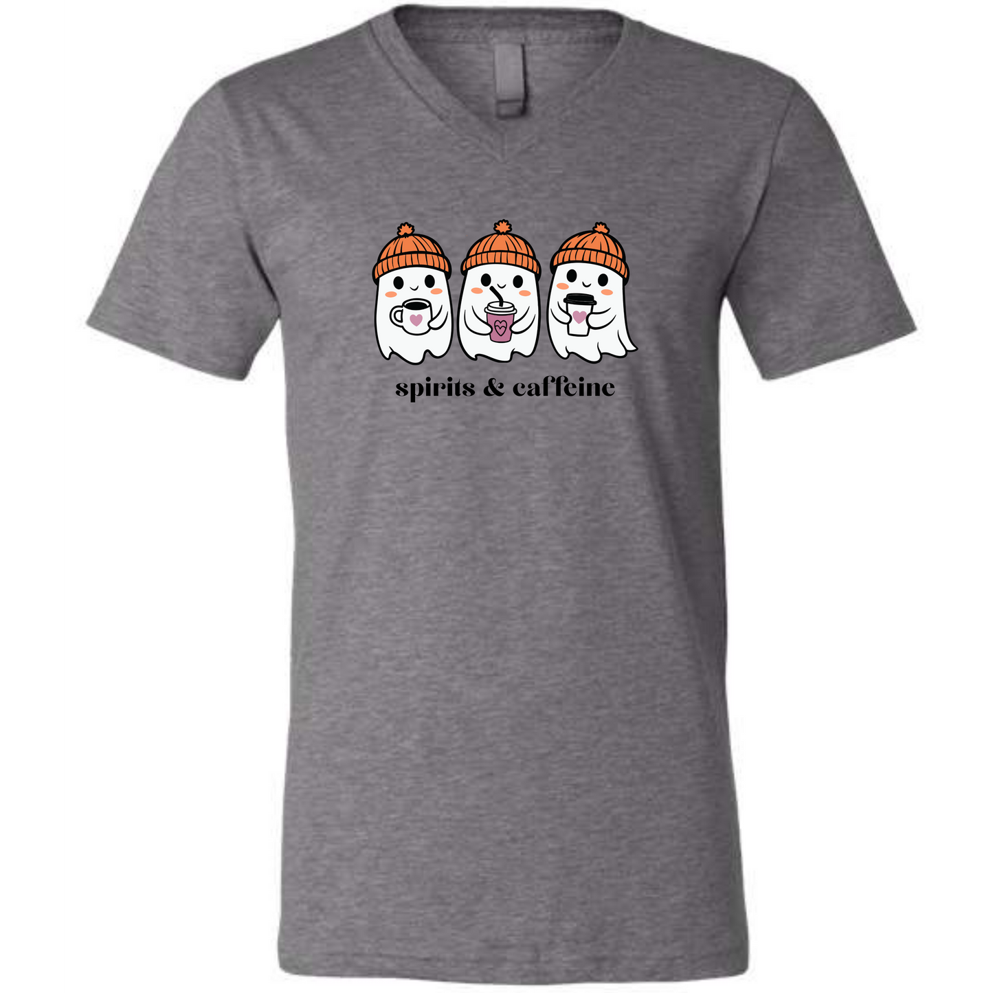 Spirits & Caffeine - Unisex V-Neck - Neutral Colors