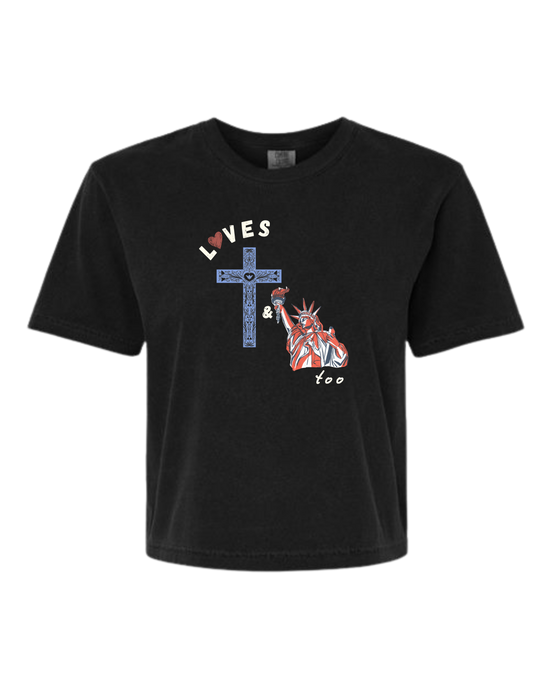 Loves Jesus & America too - Comfort Colors - Boxy T - Assorted Colors