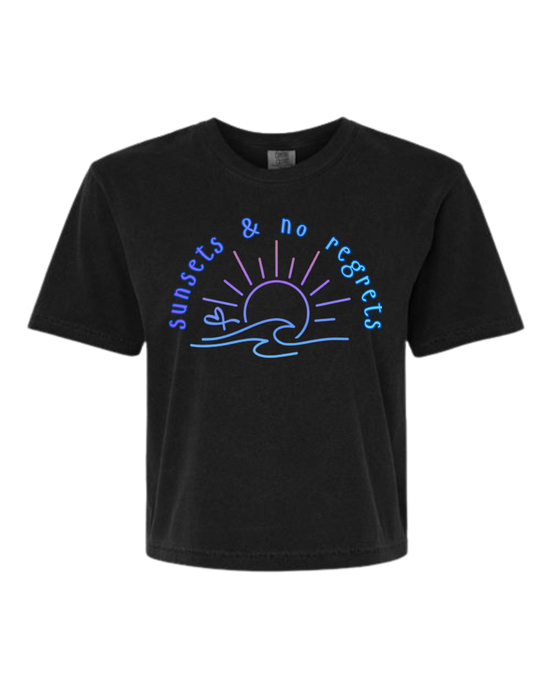 Sunsets & No Regrets - Comfort Colors - Boxy T - Assorted Colors