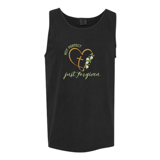 Not Perfect Just Forgiven - Comfort Colors - Unisex Tank - Neutral Colors & Blues