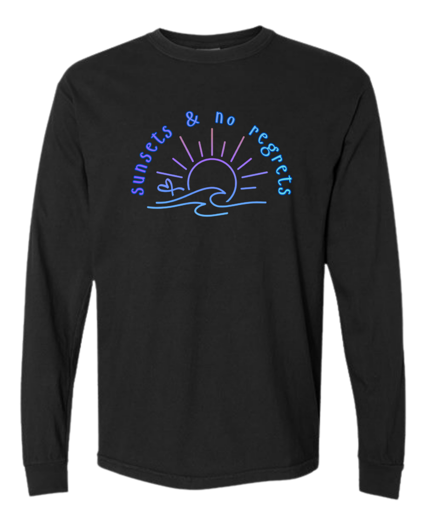 Sunsets & No Regrets - Comfort Colors - Heavyweight Long Sleeve Tee - Neutral Colors