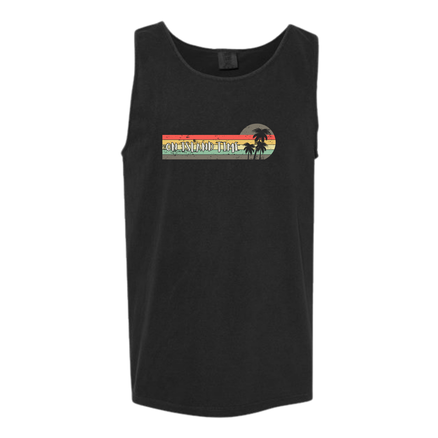 On Island Time - Comfort Colors - Unisex Tank - Neutral Colors & Blues