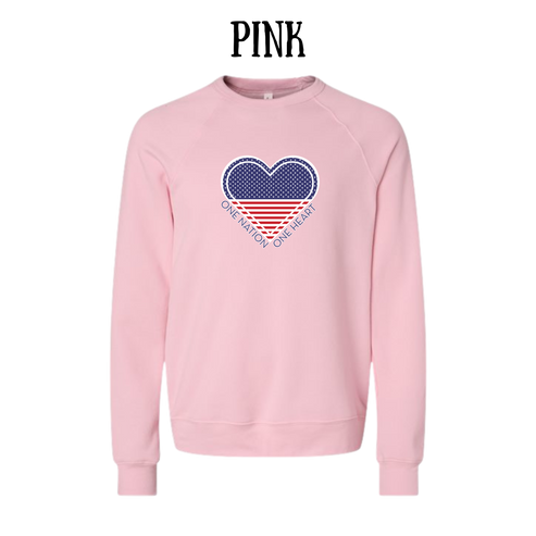 PP - One Nation One Heart - Sponge Fleece Raglan Sweatshirt - Assorted Colors