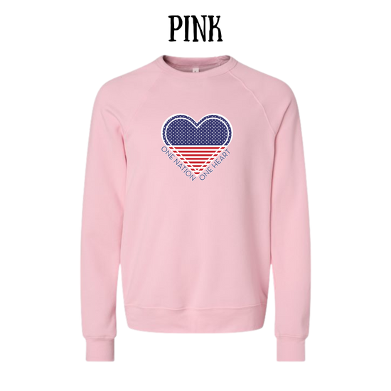 PP - One Nation One Heart - Sponge Fleece Raglan Sweatshirt - Assorted Colors