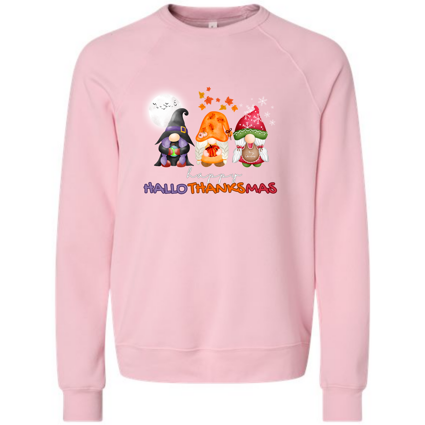 Happy Hallothanksmas Gnomes - Sponge Fleece Raglan Sweatshirt - Assorted Colors