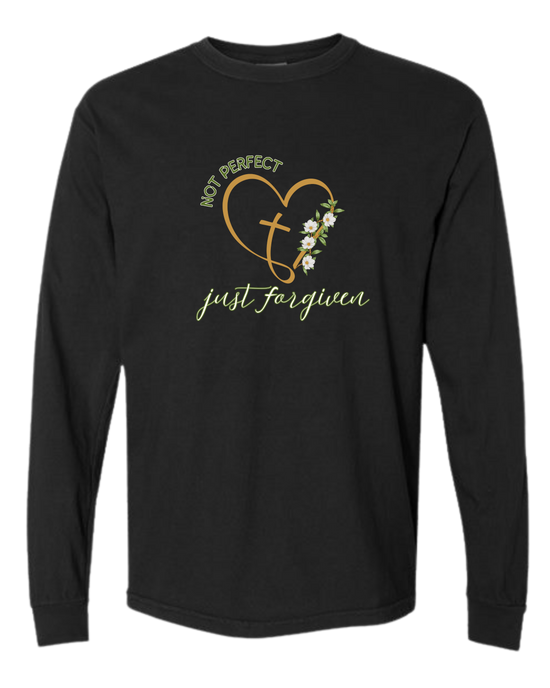Not Perfect Just Forgiven - Comfort Colors - Heavyweight Long Sleeve Tee - Neutral Colors